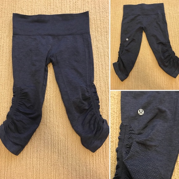 lululemon athletica Pants - Lululemon Navy In the Flow Crop Size 4